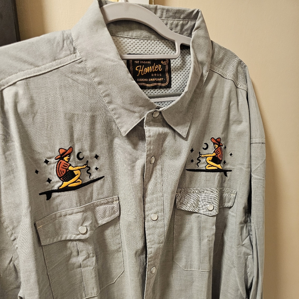 Howler Brothers gaucho snap shirt XXL long sleeve pearl snaps